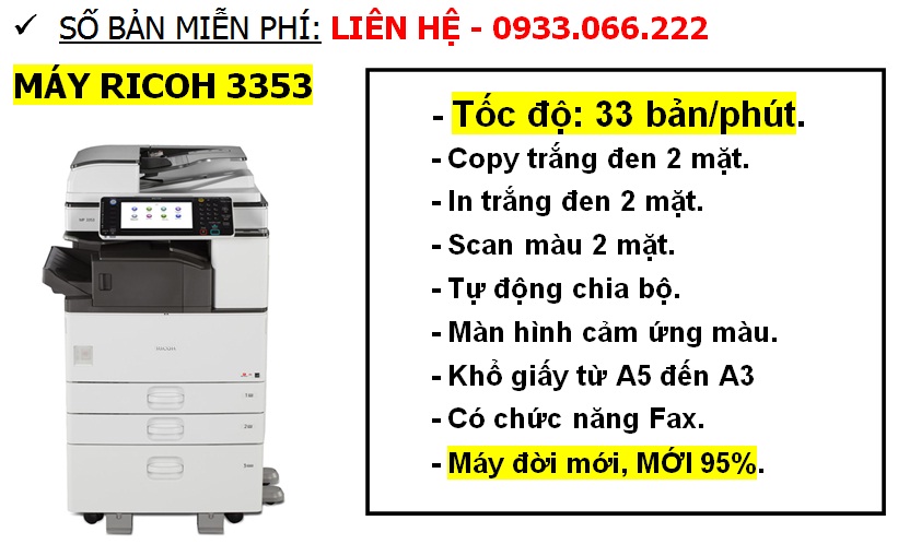 báo giá thuê máy photocopy ricoh aficio mp 3353